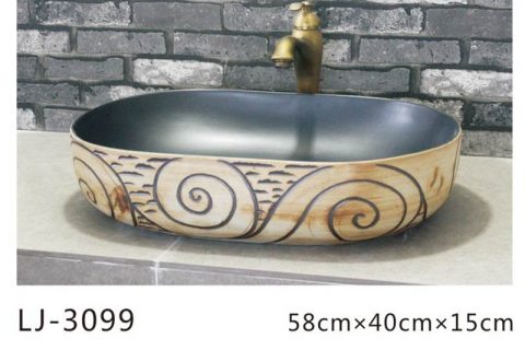 LJ-3099   Ceramic  light dark    Bathroom artwork  grace  Laundry Washing Basin Sink
