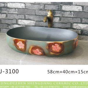 LJ-3100  Ceramic  red  flower   Bathroom artwork  grace  Laundry Washing Basin Sink
