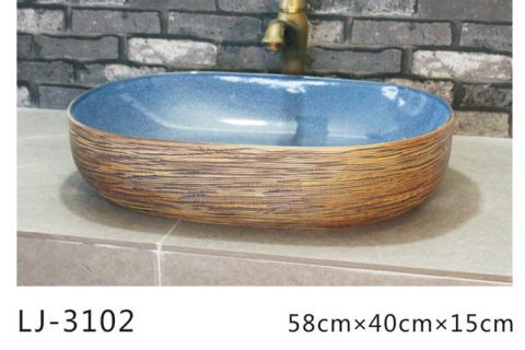 LJ-3102 Ceramic  Clay  Bathroom artwork  grace Laundry Washing Basin Sink