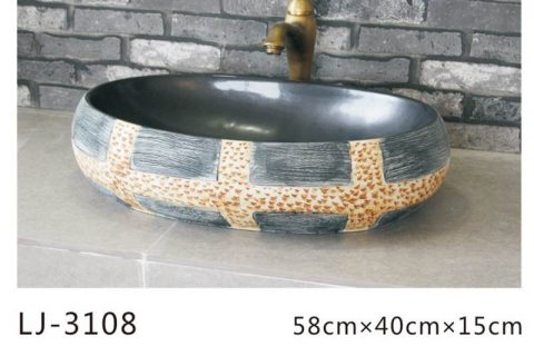 LJ-3108  Ceramic  Clay  black  Bathroom artwork  grace Laundry Washing Basin Sink