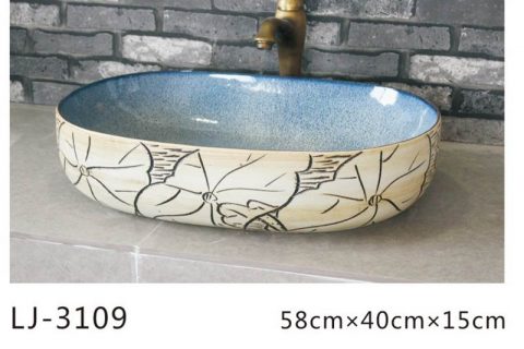 LJ-3109 Porcelain  Clay  Bathroom artwork Lotus  Laundry Washing Basin Sink