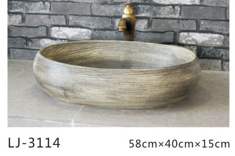 LJ-3114  Ceramic  Clay Glossy  Flower  Bathroom artwork  grace  Laundry Washing Basin Sink