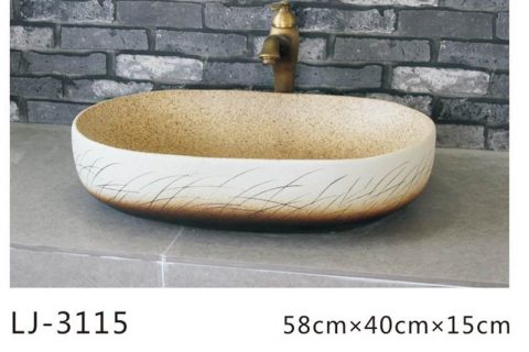 LJ-3115  Ceramic  Clay Glass Flower  Bathroom artwork  grace  Laundry Washing Basin Sink