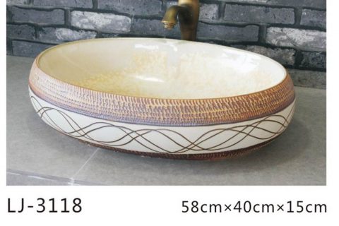 LJ-3118  Ceramic  Clay  flower Bathroom artwork  grace  Laundry Washing Basin Sink