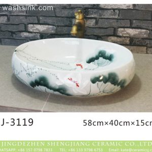 LJ-3119  Ceramic  Blue and white  flower Bathroom artwork  grace  Laundry Washing Basin Sink