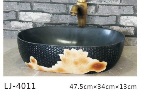 LJ-4011  Porcelain   black  Bathroom artwork grace Laundry Washing Basin Sink