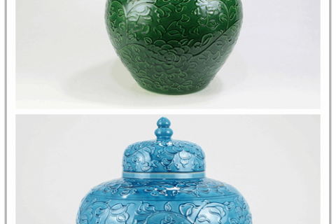 RYDB55-AB   Hand carved plain color floral jar
