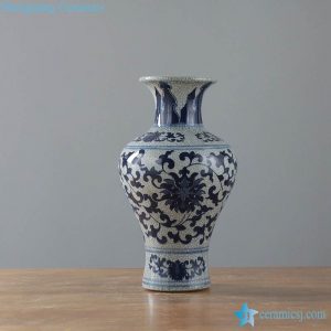 RYKZ15-16    Dark blue crackle design antique collection porcelain vase