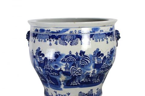 RYLU139    China water town pattern hand painted ceramic large pot