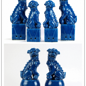 RZGB05-06  Blue color antique style home docor ceramic foo dog figurines