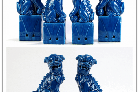 RZGB05-06  Blue color antique style home docor ceramic foo dog figurines