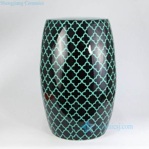 RZKL16   Green spade pattern black background pottery seat