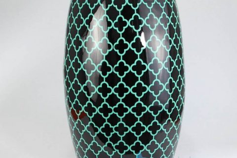 RZKL16   Green spade pattern black background pottery seat