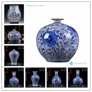 RZLW01-06   Blue and white color low price for retailer ceramic flower medium size vase
