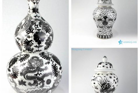 RZIS06-08    Chinese black ink paint treasure ceramic vase