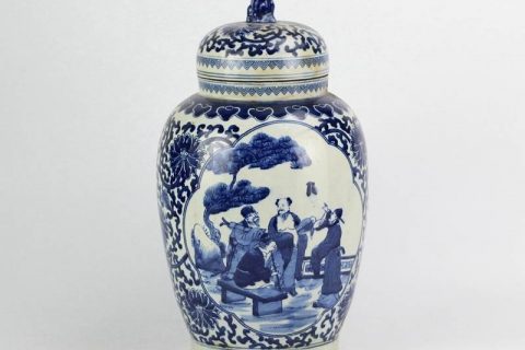 RZHM05  Ancient Chinese Gods pattern lion lid design porcelain antique bottle