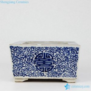 RZKS09 China good wish long life Chinese letter pattern hand painted antique rectangular ceramic nursery pot