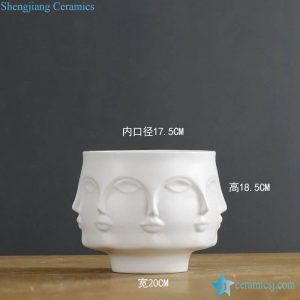 RZLK25-D    Post modernity matte white glaze ceramic face vase