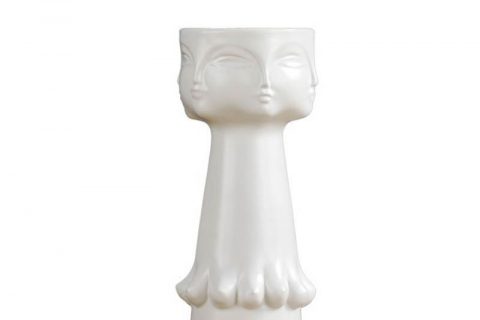 RZLK25-c    Milk white surface porcelain human face vase