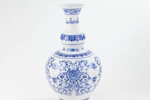 RYCI56   Double fish pattern blue and white ceramic royal vase