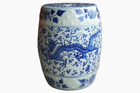 RYNQ247   Hand painted dragon floral ceramic table end