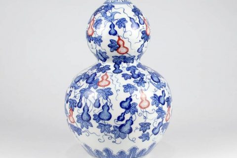 RZKD05   Red and blue calabash pattern hand drawing ceramic China vase
