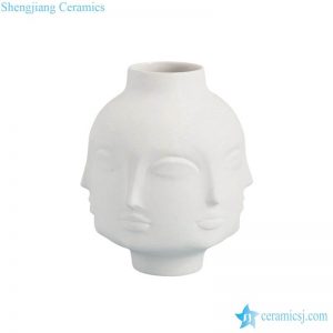 RZLK25-E    Plaster style matte milk white color ceramic human head vase