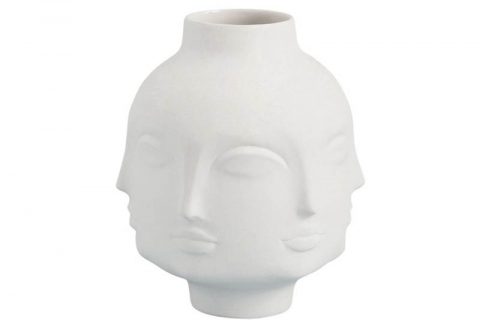 RZLK25-E    Plaster style matte milk white color ceramic human head vase