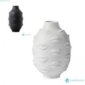 RZLK26-A B   Mouths design matte finish black and white abstract ceramic vases