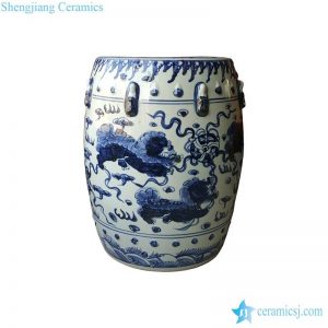 RZMo01-C   Blue pigment lions playing silk ball pattern porcelain barrel seat