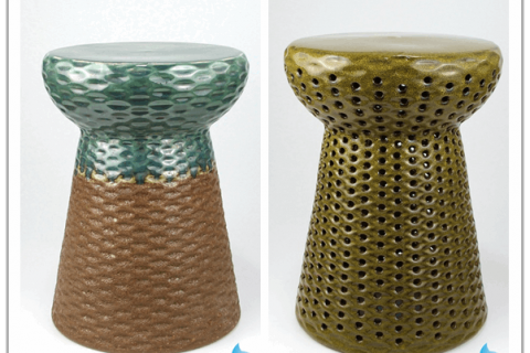 RYIR127/128  Mushroom design rattan plaited design ceramic bar stool