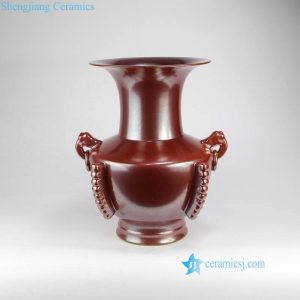 RYPM49  elephant nose with ring rust red mottled ceramic vase