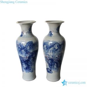 RZMK01    Hand painted waterfall in mountain pattern china giant vase