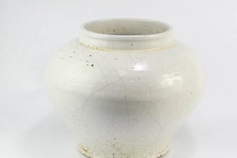 RZNA03    Milk glaze crackle round ceramic urn