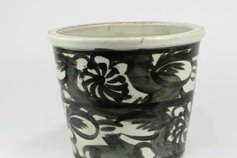 RZNA09   Black and white Ming Dynasty crackle ceramic flower pot