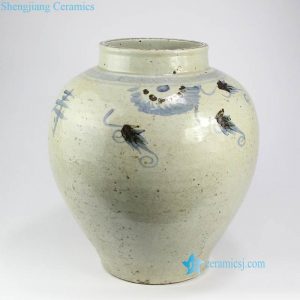 RZNA17   Under glaze blue and rust red Chinese longevity porcelain urn