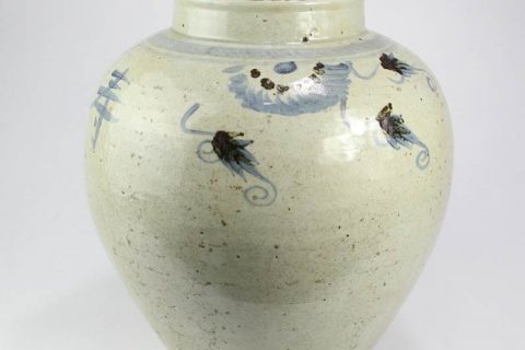 RZNA17   Under glaze blue and rust red Chinese longevity porcelain urn