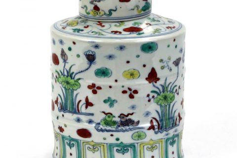 RYWR02   Ming dynasty clashing color Chinese mandarin ducks with lotus pond pattern porcelain jar
