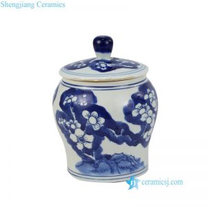 RZIQ08    Qing Dynasty hand painted antique style winter blossom ceramic spice jar
