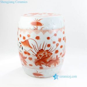 RZIS02-C   Red color fish and lotus pond pattern Jingdezhen China porcelain seat for garden