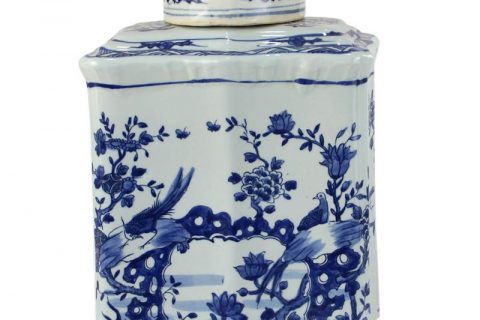 RZKJ02    Hand painted high end blue and white bird floral ceramic jar