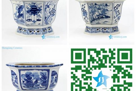 RZKS12 13 14    Hand painted blue and white China luxury porcelain planter for porch