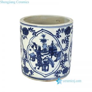 RZKT03-C   Chinese ancient scholars and calligraphers' room style pattern ceramic pen holder