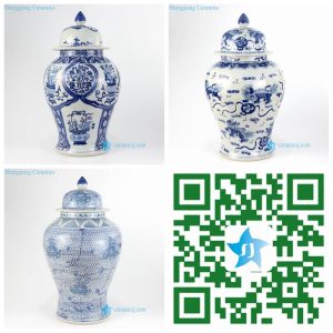 RZKY14-ABC     Blue and white Jingdezhen artisan hand painted ceramic temple jar