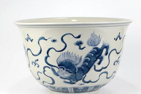 RZKY16   Hand painted dancing lion pattern ceramic large bowl