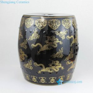 RZKL18    Black and gold dragon pattern porcelain seat for dinning room