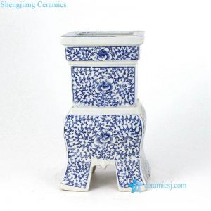 RZMI02    Blue floral porcelain four legs candle holder