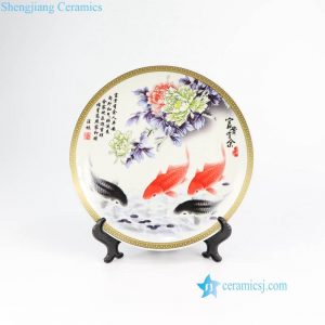 RZMN03   Colorful home decor fish and flower porcelain tray for exhibition