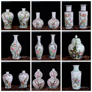 RZNF02-12   Bright colorful delicate hand painted Qing Dynasty reproduction porcelain vase