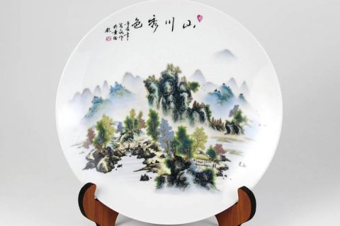 pukoo-001-A    Beautiful landscape round ceramic exhibition plate